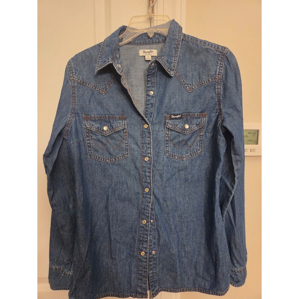Wrangler Retro Women's Western Denim Longsleeve Snap Button Shirt Size S